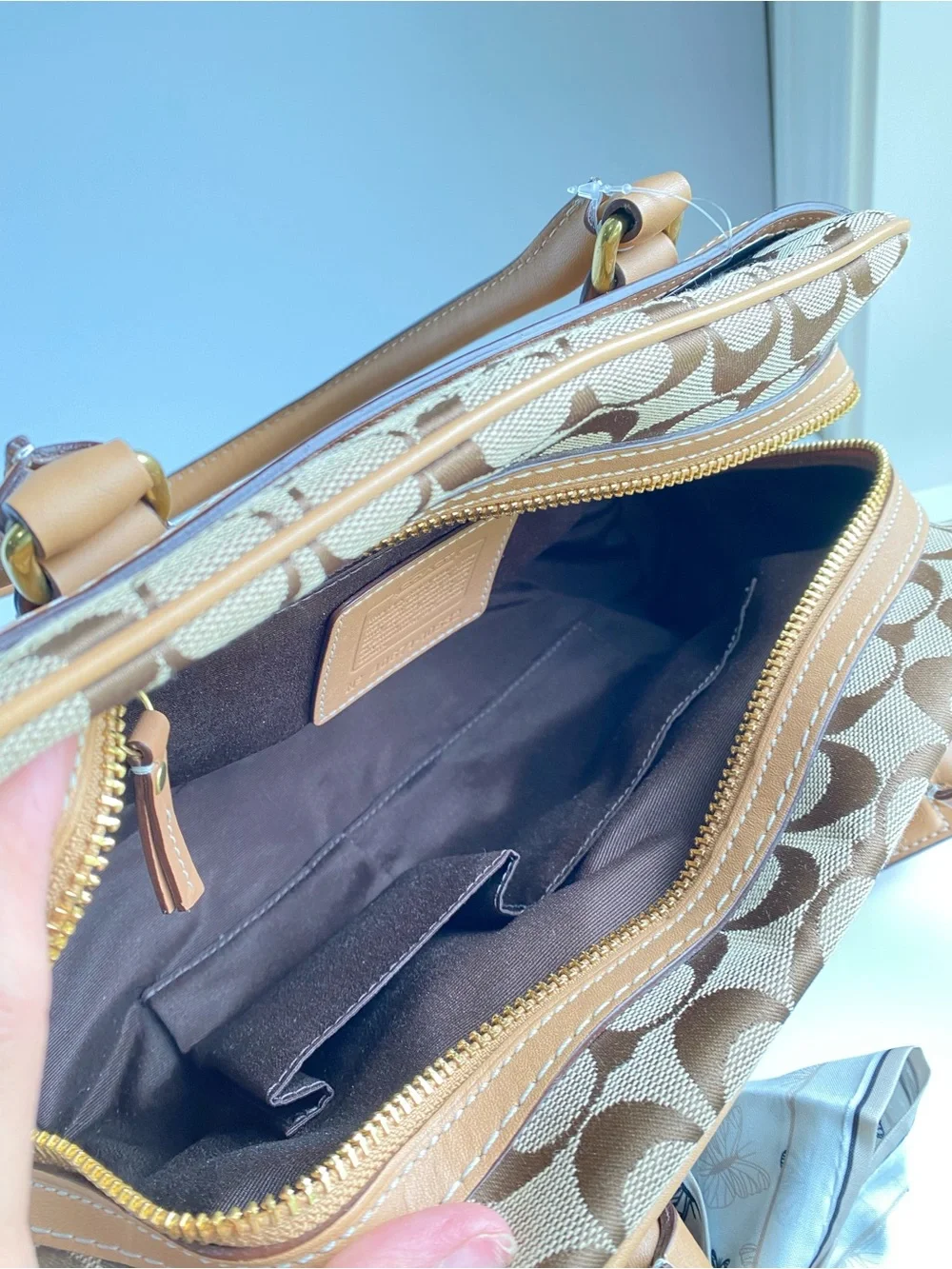 Coach Y2K Hampton Signature Canvas with Perforated Leather Trim Traditional Tan - Picture 15 of 16